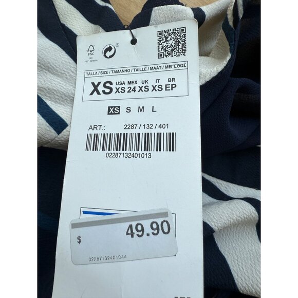 Zara Striped Mini Dress Size XS NWT Nautical Coastal Colorblock High Neck Artsy - Picture 8 of 9